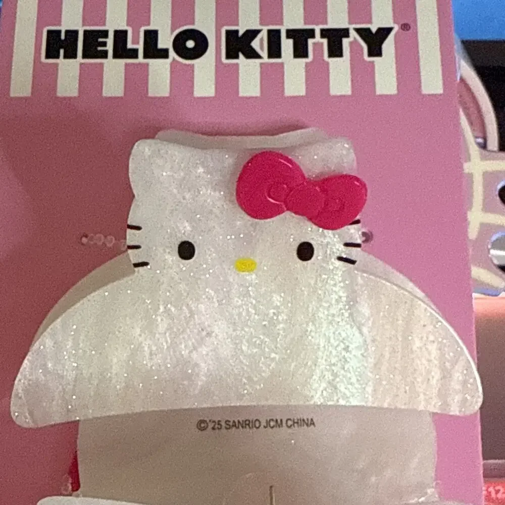 Hello Kitty Hair Claw Clip 2 Pack Pink Bow White Glitter Pearlescent 2025 Sanrio